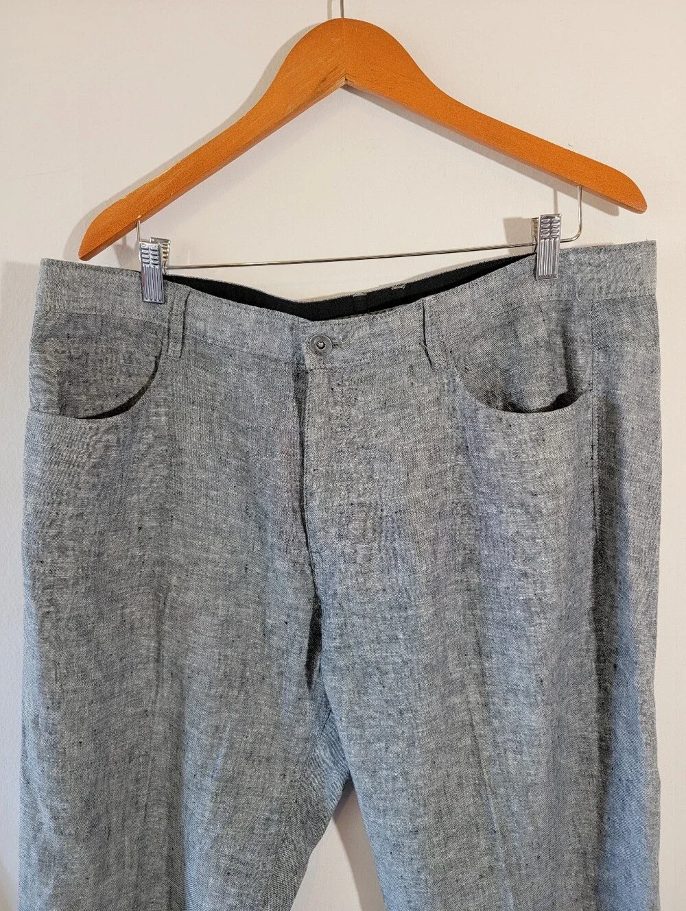 Calvin Klein Heather Gray Linen Blend Pants Mens Sz 38x32 Relaxed Resortwear